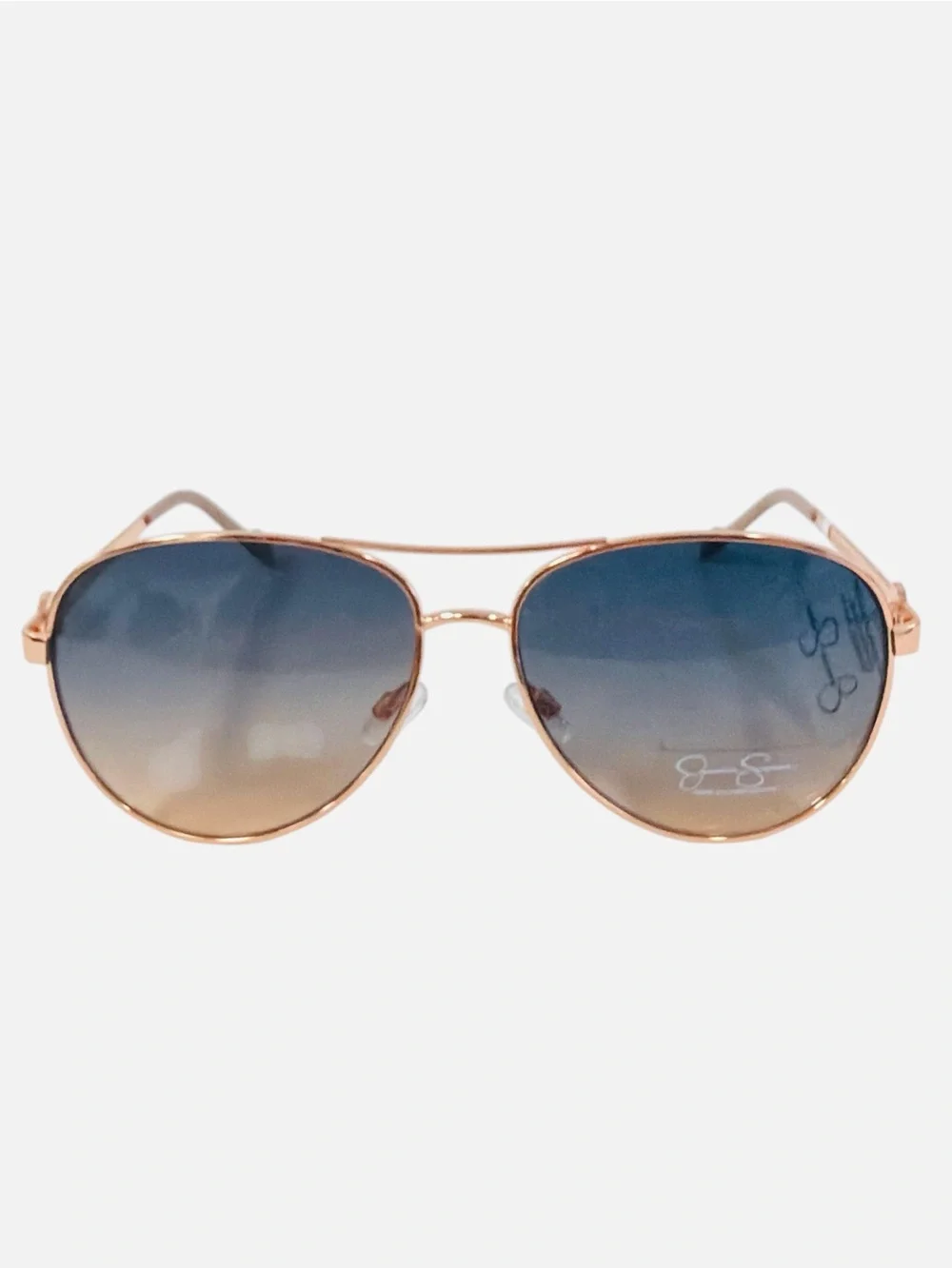 Jessica Simpson J5596 Classic Metal Aviator Sunglasses Rose Gold/Blue